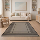 Beige Windowpane Grid Area Rug