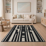 Geometric Modern Black and White Modern Black White Geometric Abstract Area Rug