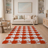 Bold Red Geometric Area Rug