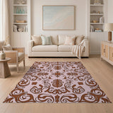 Ornate Blush Pink Floral Vintage Rug