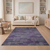 Purple Purple Grey Geometric Abstract Area Rug