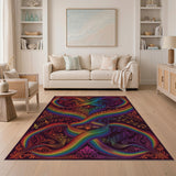 Rainbow Musical Notes Abstract Area Rug