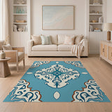 Ornate Teal Persian Diamond Medallion Rug