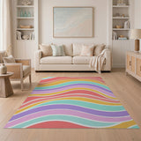 Abstract Area Vibrant Wavy Multi-Color Area Rug