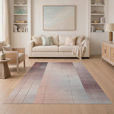 Distressed Pink Grid Area Rug