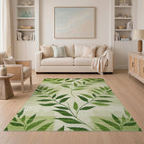 Lush Green Leaves Textured Area Rug