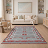 Red Grey Southwestern Geometric Area Rug