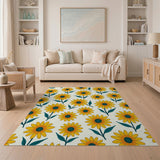Sunny Yellow Sunflower Pattern Area Rug