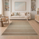 Tan Brown Striped Woven Farmhouse Rug
