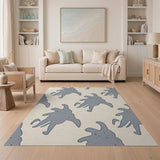 Abstract Gray Silhouettes Beige Area Rug