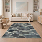 Abstract Grey Waves Area Rug
