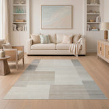 ODIKA Modern Geometric Washable Area Rug, Non-Slip Low Pile Neutral Rug for Living Room