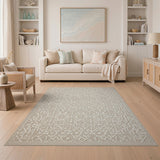 Creamy Beige Geometric Lattice Area Rug