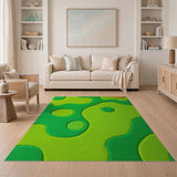 Vibrant Lime Green Abstract Blob Area Rug