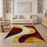 Abstract Area Multi-color and Patterns Abstract Wavy Multi-Color Area Rug