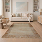 Beige Heritage Tribal Area Rug with Terracotta Border