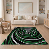 Abstract Area Hypnotic Green Spiral Abstract Area Rug