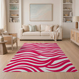 Red Abstract Area Bold Red Wavy Abstract Area Rug