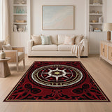 Ornate Red Compass Rose Persian Rug