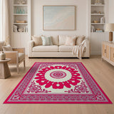 Traditional Persian Pink Vibrant Pink Persian Medallion Area Rug