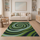 Green Hypnotic Green Spiral Abstract Area Rug