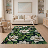 White Magnolia Floral Area Rug