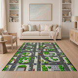 Top-Down City Street Kids Area Rug