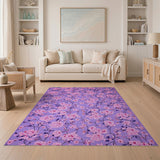 Purple Pink Cherry Blossom Floral Area Rug