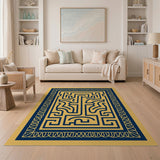 Gold Navy Labyrinth Heritage Tribal Rug