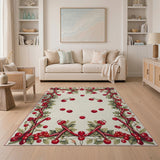 Red Cherry Garland Border Area Rug