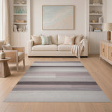 Grey Modern Grey Horizontal Striped Area Rug