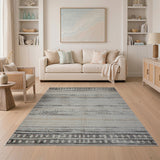 Grey Grey Heritage Tribal Striped Area Rug