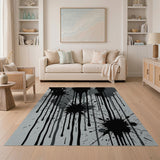 Black Ink Splatter Abstract Area Rug