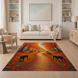Autumn Elephant Parade on Golden Path Rug