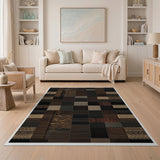 Patchwork Geometric Textured Area Rug in Brown Tan