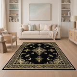 ODIKA Vintage Black and Gold Washable Rug - Low Pile Non-Slip Traditional Area Rug