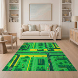 Aerial Green Cityscape Geometric Area Rug