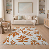 Orange Burnt Orange Fern Leaf Area Rug