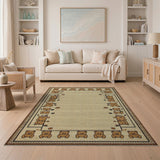 Adorable Teddy Bear Border Beige Area Rug