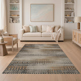 Brown Tan Distressed Abstract Area Rug