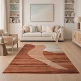 Terracotta Wavy Abstract Area Rug