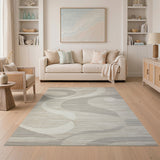 Abstract Wavy Grey Abstract Area Area Rug