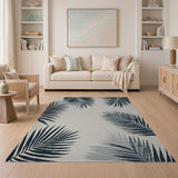 Navy Palm Leaf Coastal Area Rug