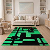 Green Geometric Modern Emerald Green Geometric Abstract Area Rug