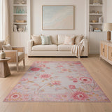 Blush Pink Peony Floral Vintage Floral Vintage Area Rug