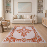 Ornate Red Scroll Border Medallion Rug