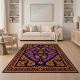 Vibrant Orange Purple Traditional Persian Rug
