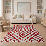 Red Floral Trellis Area Rug
