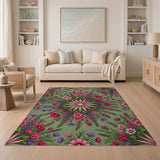 Lush Pink Floral Strawberry Area Rug