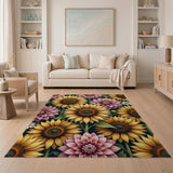 Sunflower Dahlia Floral Pattern Area Rug